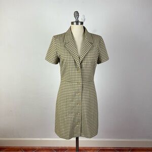 Aritzia Sunday Best Checkered Shirr Dress